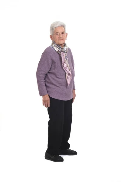 Volledig Portret Van Een Senior Vrouw Witte Achtergrond — Stockfoto