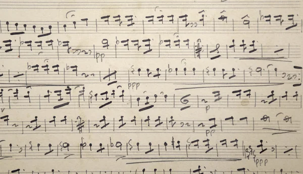 Música antigua partitura antigua con papel amarillento, imagen en color — Foto de Stock