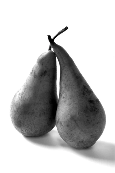 Two pears with black and white — Stock Photo, Image