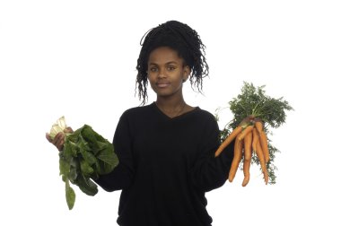 sebze ile genç kız