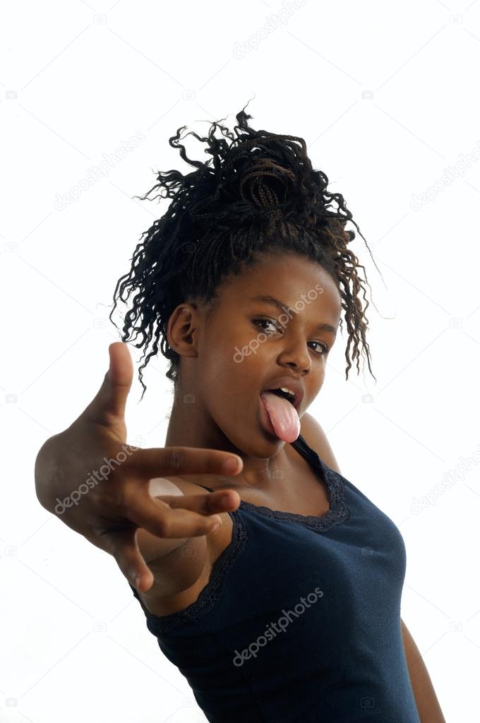 Black young woman gesturing with hands