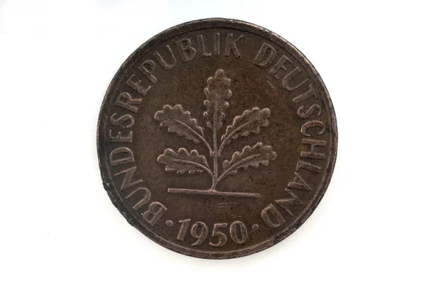 古いコイン付 1950 年 1 ペニヒ, ドイツのコイン — ストック写真
