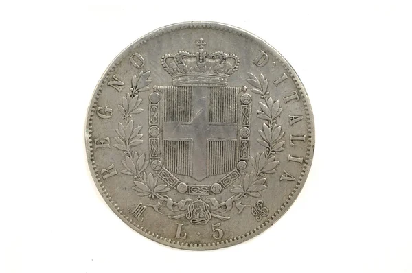 5 リラ 1872、ビクトリオ エマヌエーレ 2 世、イタリアの通貨, — ストック写真