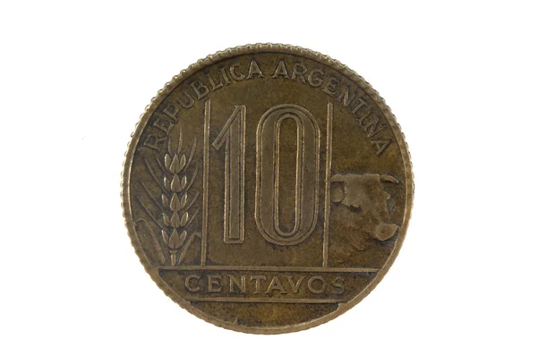 Staré mince 10 centavos z Argentiny (1950) — Stock fotografie