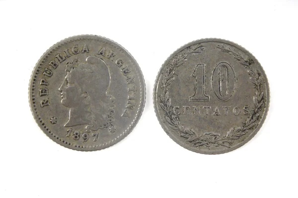 Régi pénznem Argentína 10 centavo, 1897 — Stock Fotó