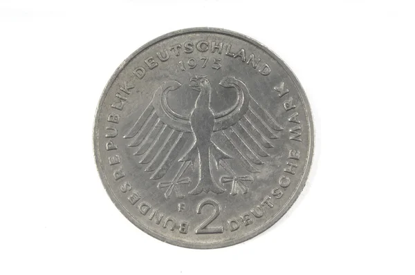 Német valuta fehér háttér 1975. — Stock Fotó