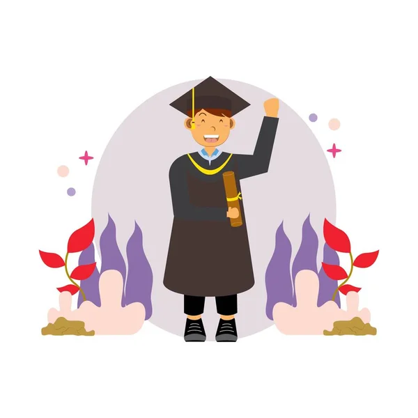 Gráfico Vetorial Ilustração Graduação Personagem Desenho Animado Com Estilo Design — Vetor de Stock