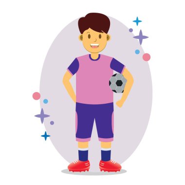 Top oynayan bir futbolcunun çizim vektör grafiği. uygun, logo, maskot, çıkartmalar, vs..