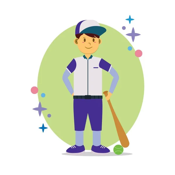 Ilustração Vetor Gráfico Personagem Desenho Animado Atleta Beisebol Adequado Para — Vetor de Stock