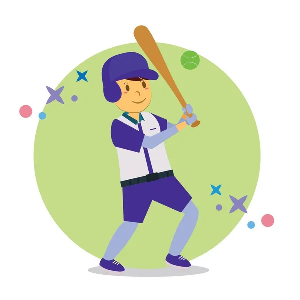 Ilustración Gráfico Vectorial Personajes Dibujos Animados Lindos Atletas Béisbol Mejor — Archivo Imágenes Vectoriales