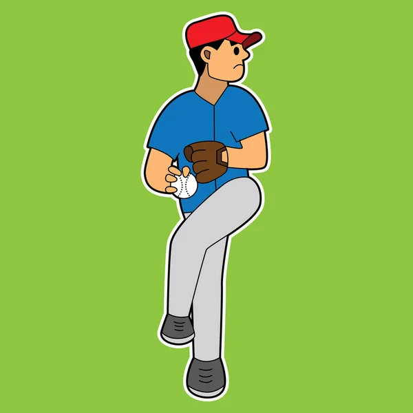 Illustration Vector Graphic Pitcher Try Pitcher Prepares Throw Ball Good — 스톡 벡터