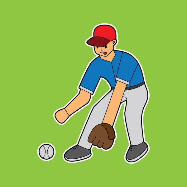 Illustration Vector Graphic Baseball Catcher Catches Ball Suitable Sticker Shirt — Stockvektor