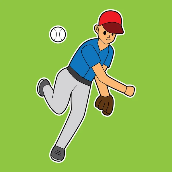 Illustration Vector Graphic Pitcher Throw Ball Suitable Suitable Sticker Shirt — Archivo Imágenes Vectoriales