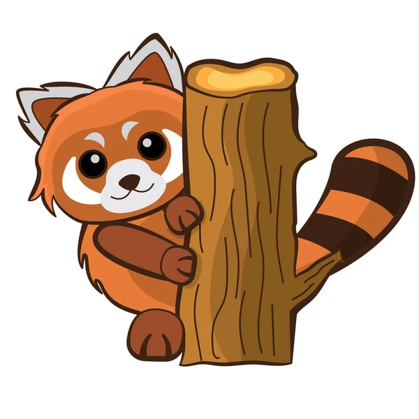 Illustrationsvektorgrafik Des Niedlichen Roten Pandas Geeignet Für Aufkleber Zeichenbücher Kinderbücher — Stockvektor