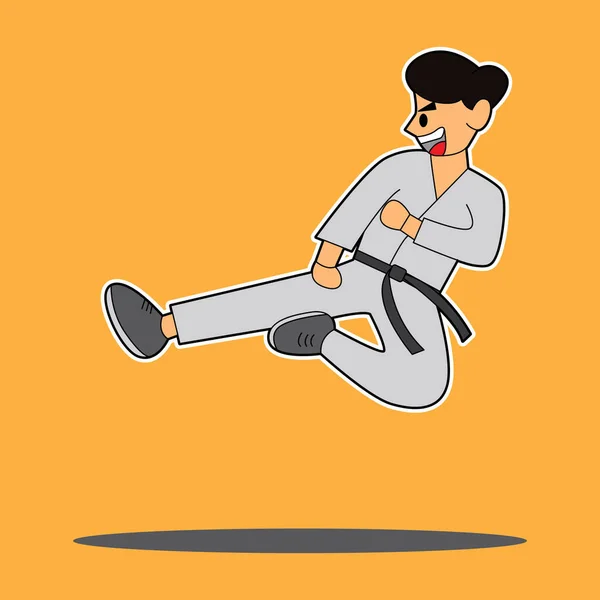 Ilustración Gráfica Vectorial Niño Practicando Karate Conveniente Para Vector Del — Vector de stock