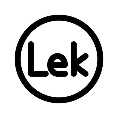 Arnavutluk Lek para biriminin illüstrasyon vektör grafik simgesi. Satır biçimi simgesi. Beyaz arkaplanda vektör çizimi izole edildi. Web sitesi veya uygulama tasarımı için mükemmel.