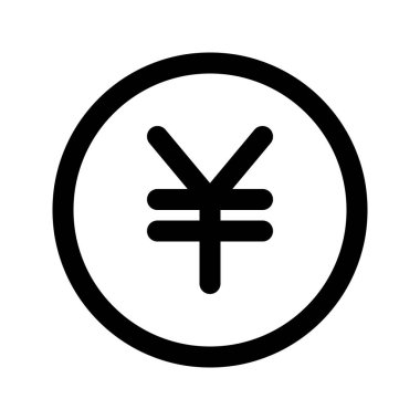 Çin ve Japon Yuan Yen para biriminin görsel ikonu. Satır biçimi simgesi. Beyaz arkaplanda vektör çizimi izole edildi. Web sitesi veya uygulama tasarımı için mükemmel.