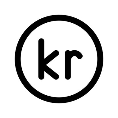 Danimarka, İzlanda Krone para biriminin görsel ikonu. Satır biçimi simgesi. Beyaz arkaplanda vektör çizimi izole edildi. Web sitesi veya uygulama tasarımı için mükemmel.