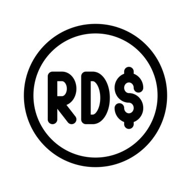 Dominik Cumhuriyeti Peso para biriminin görsel ikonu. Satır biçimi simgesi. Beyaz arkaplanda vektör çizimi izole edildi. Web sitesi veya uygulama tasarımı için mükemmel.