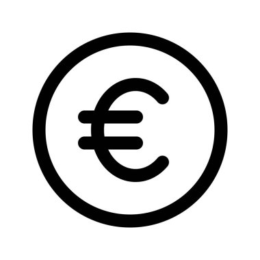 Avrupa Üye Devletleri Euro para biriminin resim vektör grafik simgesi. Satır biçimi simgesi. Beyaz arkaplanda vektör çizimi izole edildi. Web sitesi veya uygulama tasarımı için mükemmel.