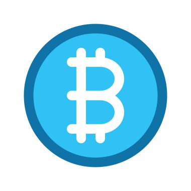 Bitcoin para biriminin görsel vektör grafik simgesi. Doldurulmuş satır biçimi simgesi. Beyaz arkaplanda vektör çizimi izole edildi. Web sitesi veya uygulama tasarımı için mükemmel.