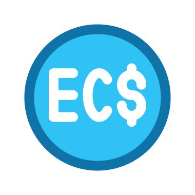 Doğu Karayip Doları para biriminin görsel vektör grafik simgesi. Doldurulmuş satır biçimi simgesi. Beyaz arkaplanda vektör çizimi izole edildi. Web sitesi veya uygulama tasarımı için mükemmel.