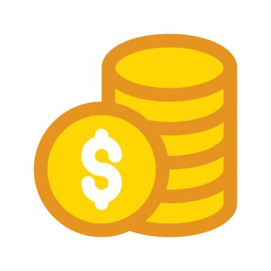Coin Pile 'ın illüstrasyon vektör grafik simgesi. Dolu Satır Biçimi Simgesi. Beyaz arkaplanda vektör çizimi izole edildi. Web sitesi veya uygulama tasarımı için mükemmel.