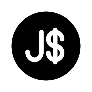 Jamaika Doları para biriminin görsel vektör grafik simgesi. Katı Biçim Simgesi. Beyaz arkaplanda vektör çizimi izole edildi. Web sitesi veya uygulama tasarımı için mükemmel.