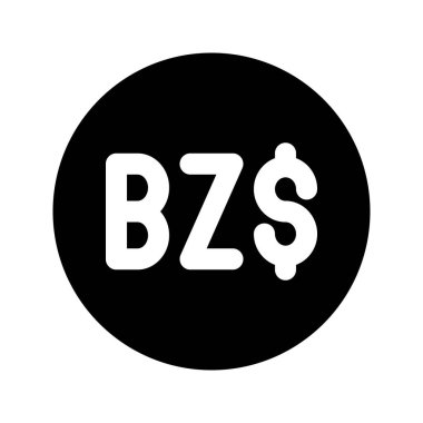 Belize Doları 'nın görsel vektör grafik simgesi. Katı Biçim Simgesi. Beyaz arkaplanda vektör çizimi izole edildi. Web sitesi veya uygulama tasarımı için mükemmel.