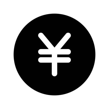 Çin Japon Yuan Yen para biriminin görsel ikonu. Katı Biçim Simgesi. Beyaz arkaplanda vektör çizimi izole edildi. Web sitesi veya uygulama tasarımı için mükemmel.