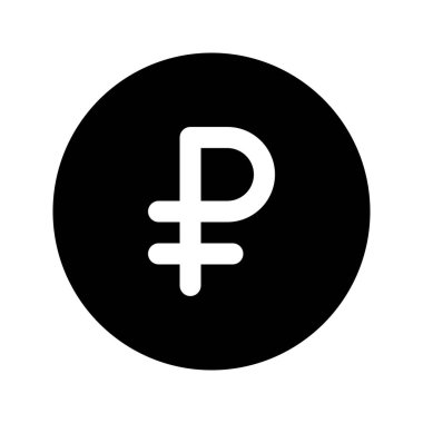 Rusya Ruble para biriminin görsel vektör grafik simgesi. Katı Biçim Simgesi. Beyaz arkaplanda vektör çizimi izole edildi. Web sitesi veya uygulama tasarımı için mükemmel.