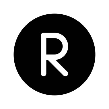 Güney Afrika Rand para biriminin görsel vektör grafik simgesi. Katı Biçim Simgesi. Beyaz arkaplanda vektör çizimi izole edildi. Web sitesi veya uygulama tasarımı için mükemmel.