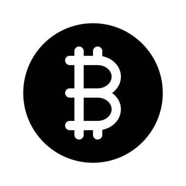 Bitcoin Kripto Para Biriminin illüstrasyon vektör grafik simgesi. Katı Biçim Simgesi. Beyaz arkaplanda vektör çizimi izole edildi. Web sitesi veya uygulama tasarımı için mükemmel.