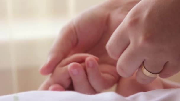 Le bébé tient le doigt de sa mère Séquence Vidéo