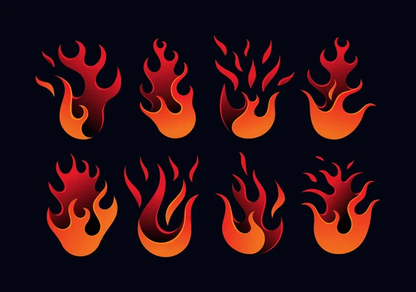 Diseño Del Logotipo Fuego Con Colores Degradado Rojo Naranja Conjunto — Archivo Imágenes Vectoriales