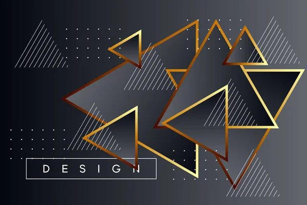Zwart Goud Achtergrond Met Abstracte Driehoek Geometrische Vormen Modern Element — Stockvector
