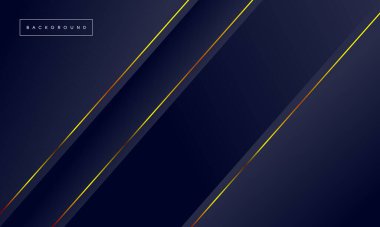 Soyut kağıt geometrik şekilli koyu mavi ve altın arkaplan modern element.