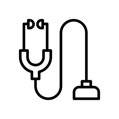 Beyaz zemin üzerinde taslak biçimli steteskop simgesi vektörü. Tıbbi, doktor, ağ, uygulamalar, teknoloji ve proje için vektör illüstrasyon hava akışı simgesi simgesi simgesi konsepti