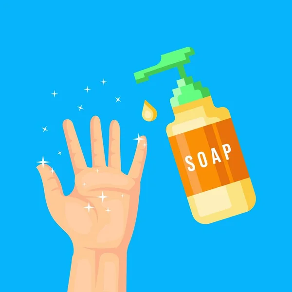 Εικονογράφηση Φορέα Χέρι Σαπούνι Σύμβολο Καθαρό Χέρι Μετά Πλύσιμο Στο — Διανυσματικό Αρχείο