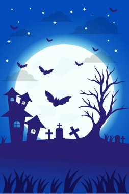 Ürkütücü cadılar bayramı arkaplan çizimi. Cadılar Bayramı vektör tasarım şablonu