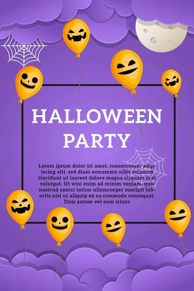 Festa Halloween Con Spaventoso Sfondo Palloncino Viso Poster Halloween Halloween — Vettoriale Stock