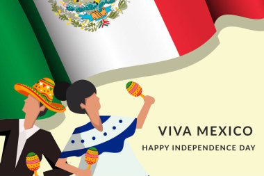 Yaşasın Meksika! İki kişinin dans ettiği ve Meksika bayrağı taşıdığı bağımsızlık günün kutlu olsun!