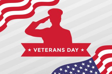 Amerika bayrağı ve siluet selamı ile gaziler günü