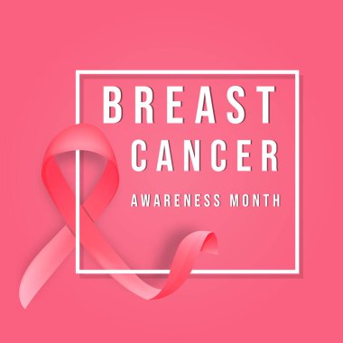 Gerçekçi pembe kurdele ve kare çerçeve ile meme kanseri farkındalığı ayı
