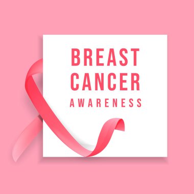 Göğüs kanseri farkındalığı kavramı, kurdele ve kare rozet çizimi.