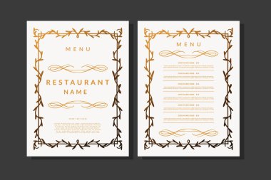 Çiçekli sınır vektör tasarım şablonu olan basit bir restoran menüsü. Çiçek sınırı