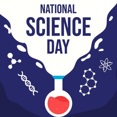 Ulusal Bilim Günü için düz tasarım tarzında illüstrasyon
