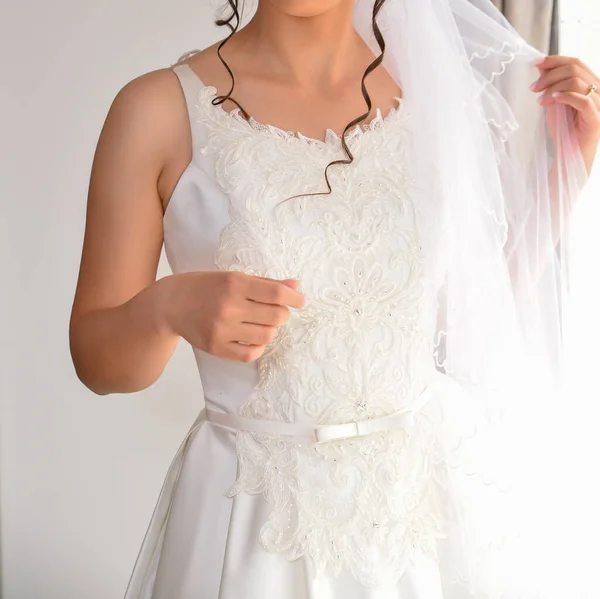 Detalhes Preparação Noiva Antes Cerimônia Casamento — Fotografia de Stock