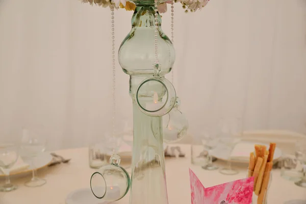 Restaurant Table Arrangements Wedding Reception — Stock Photo, Image