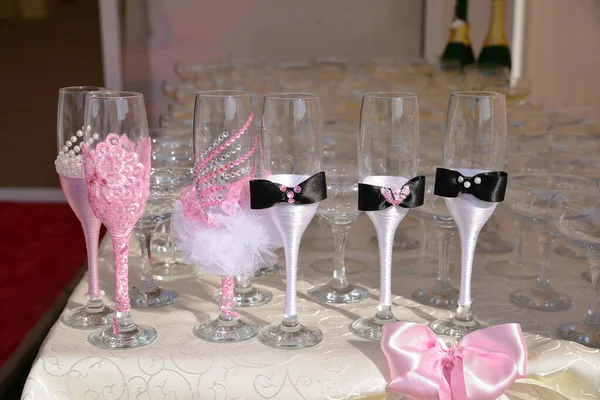 Champagnergläser Für Den Hochzeitsempfang — Stockfoto